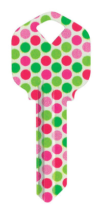 Hillman Wackey Polka Dots House/Office Universal Key Blank Single (Pack of 6).