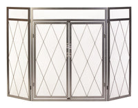 Panacea Black Antique Steel Eletrostatic Powder Coat 3-Panel Indoor Fireplace Screen 32 H in.