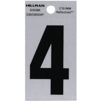 Hillman 2 in. Reflective Black Mylar Self-Adhesive Number 4 1 pc (Pack of 6)