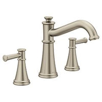 Brushed nickel two-handle non diverter roman tub faucet