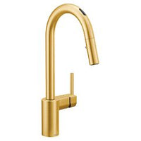 Brushed gold one-handle high arc pulldown kitchen faucet