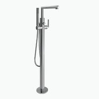 Chrome one-handle tub filler includes hand shower