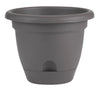 Bloem Lucca Charcoal Gray Resin UV-Resistant Round Self-Watering Planter 12.4 H x 15 Dia. in.