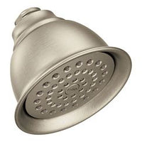 Brushed nickel one-function 4-3/8" diameter spray head eco-performance showerhead