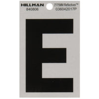 Hillman 3 in. Reflective Black Mylar Self-Adhesive Letter E 1 pc (Pack of 6)