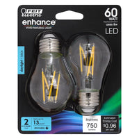 Feit Enhance A15 E26 (Medium) Filament LED Bulb Daylight 60 Watt Equivalence 2 pk