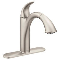 Spot resist stainless one-handle low arc pullout kitchen faucet