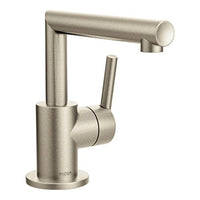 Brushed nickel one-handle bathroom faucet