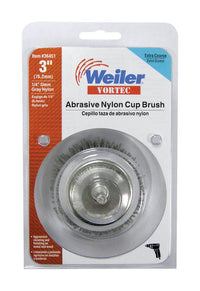 Weiler Vortec 3 in. D X 1/4 in. Extra Coarse Abrasive Nylon Cup Brush 4500 rpm 1 pc