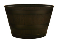 Southern 12.2 in. H X 20.5 in. W X 20.5 in. D Resin Whiskey Barrel Planter Brown