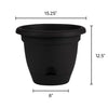 Bloem Lucca Black Resin UV-Resistant Round Planter 12.4 H x 15 Dia. in.