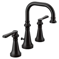 Matte black two-handle high arc bathroom faucet