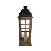 Meadow Creek 29 in. Metal/Wood Decorative Lantern Black/Brown