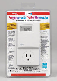 Lux White Rectangle Heating/Cooling Programmable Outlet Thermostat 120V 15A with 1 W in. Display