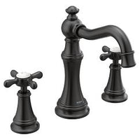 Matte black two-handle high arc bathroom faucet