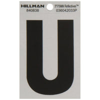 Hillman 3 in. Reflective Black Mylar Self-Adhesive Letter U 1 pc (Pack of 6)