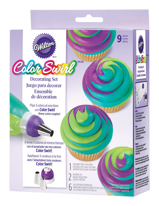 Wilton Color Swirl Purple/White Plastic Decorating Set (Pack of 3)