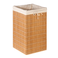 Honey-Can-Do Brown/White Bamboo Collapsible Clothes Hamper