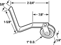 Prime-Line  1 in. Dia. x 1/4 in. L Mill  Steel  Spring Tension Roller Assembly  2 pk