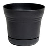 Bloem 10.75 in. H Plastic Saturn Flower Pot Black