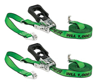 Keeper 1.25 in. W X 16 ft. L Green Tie Down w/Ratchet 1000 lb 2 pk