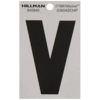 Hillman 3 in. Reflective Black Mylar Self-Adhesive Letter V 1 pc (Pack of 6)