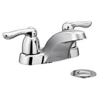 Chrome two-handle low arc bathroom faucet