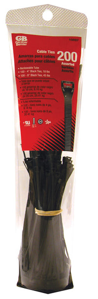 Gardner Bender 4 and 8 in. L Black Cable Tie 200 pk