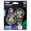 Feit Enhance A15 E26 (Medium) Filament LED Bulb Daylight 60 Watt Equivalence 2 pk