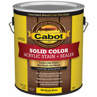 Cabot Solid Tintable 1808 Medium Base Water-Based Acrylic Deck Stain 1 gal. (Pack of 4)