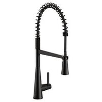 Matte black one-handle high arc pulldown kitchen faucet