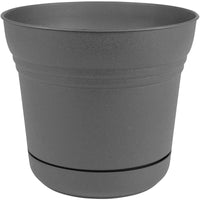 Bloem 12 in. Dia. Polyresin Saturn Planter Charcoal