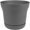 Bloem 12 in. Dia. Polyresin Saturn Planter Charcoal