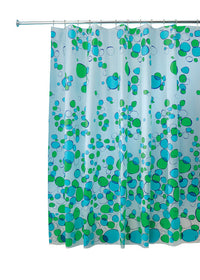 InterDesign 28680 Blue & Green Pebble Design Bubblz Frosted Shower Curtain 72 x 72 in.