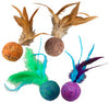 Spot Assorted Wool Wuggle Ball/Feathers Pet Toy 4 pk