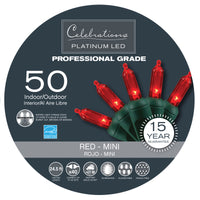 Celebrations Platinum LED T5 Red 50 ct String Christmas Lights 24.5 ft.