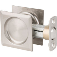 334x15 Square Pocket Door Lock Passage - Satin Nickel