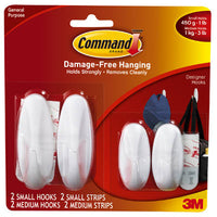 3M Command Small And Medium Plastic Hook 3-1/8 In. L 4 Pk