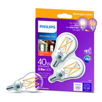 Philips A15 E12 (Candelabra) LED Bulb Soft White 40 Watt Equivalence 2 pk