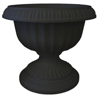 Bloem 14.8 in. H x 17.8 in. Dia. Black Plastic Grecian Urn Flower Pot (Pack of 6)