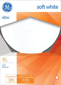 GE 40 watts G40 Globe Incandescent Bulb E26 (Medium) Soft White 1 pk