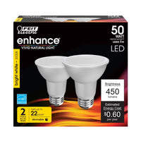 Feit Enhance PAR20 E26 (Medium) LED Bulb Bright White 50 Watt Equivalence 2 pk