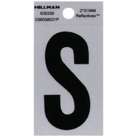 Hillman 2 in. Reflective Black Mylar Self-Adhesive Letter S 1 pc (Pack of 6)