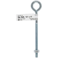 Hampton 1/4 in. x 5 in. L Zinc-Plated Steel Eyebolt Nut Included (Pack of 10)