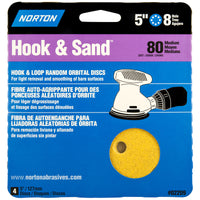 Norton Hook & Sand 5 in. Aluminum Oxide Hook and Loop A290 Sandpaper Vacuum Disc 80 Grit Coarse 4 pk