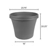 Bloem Terra 20.2 in. H X 24 in. D Plastic Planter Charcoal