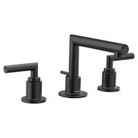 Matte black two-handle low arc bathroom faucet