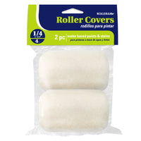 RollerLite White Velvet Woven Dralon Fabric 4 in. W X 1/4 in. Cage Paint Roller Cover 2 pk