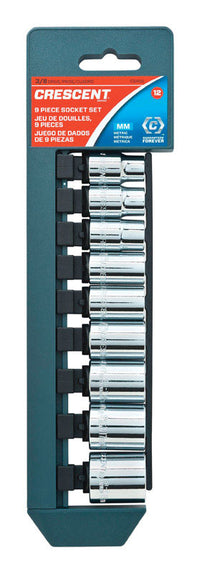 Crescent 3/8 in. drive Metric 12 Point Standard Socket Set 9 pc