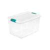 Sterilite 14978006 64 Quart White/Clear Plastic Storage Box With Blue Aquarium Latches (Pack of 12)